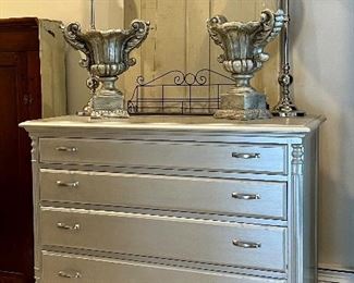 Four Drawer Silver Tone Chest