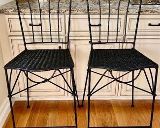 (2) Wicker & Metal Bar Stools
