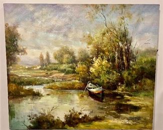 Landscape Oil on Canvas Signed Gaitte