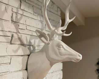 White Faux Resin Deer Head Wall Mount