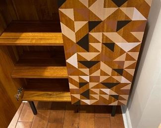 MCM Style Geometrical Pattern Dry Bar / Cabinet