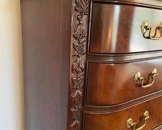 HICKORY & WHITE 9 Drawer Tallboy Dresser and Queen Size Sleigh Bed