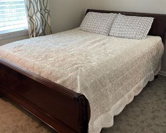 HICKORY & WHITE 9 Drawer Tallboy Dresser and Queen Size Sleigh Bed