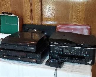 Royal Typeweriter, Magnavox Turntable, Panasonic CD/DVD Player