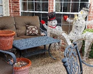 Wrought Iron Bench, Snowmen & Reindeer!