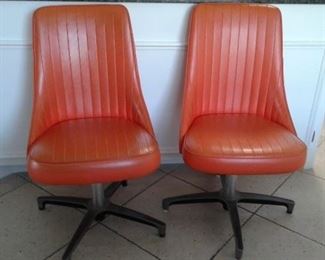 MID CENTURY MODERN CHROM CRAFT ROLLING DINING CHAIRS