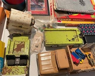 Tonka and metal trucks