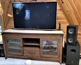 2TV, stand, sound system