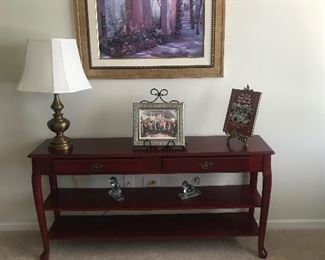 Long sofa table with shelf