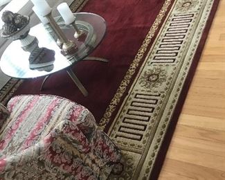 Wine colored with border large area rug
