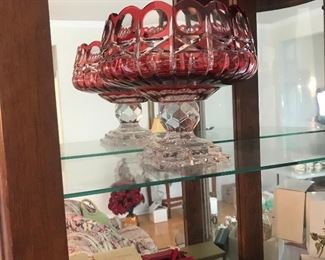 Ruby cut to clear large  pedestal compote