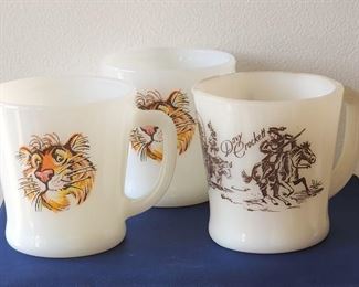 Vintage milk glass cups - Davy Crockett, Tony the Tiger