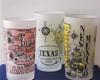Vintage state collector glasses - Oklahoma, Texas, New Mexico