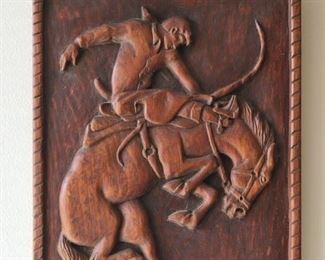 Signed hand wood carving