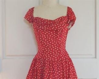 Vintage Will Steinman original taffeta polka dot swing dress - near perfect