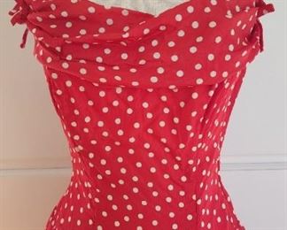 Vintage Will Steinman original taffeta polka dot swing dress - near perfect