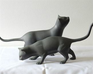 Vintage solid bronze cats