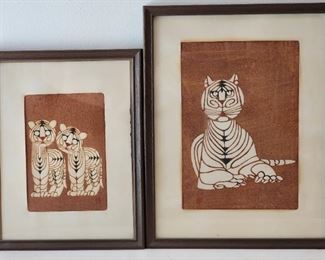 Japanese woodblock tiger prints