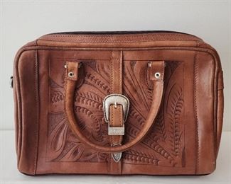 American West tooled leather handbag