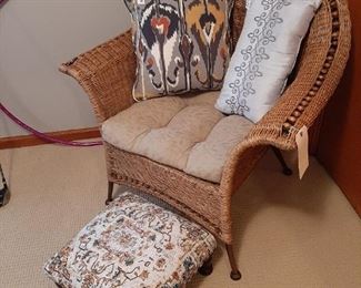 Rattan Chair; Vintage Footstool