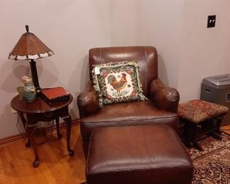 Beautiful Leather Chair and Ottoman, Misc