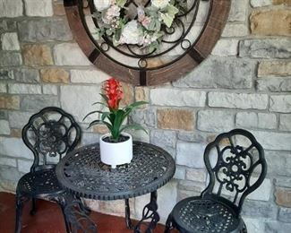 3-Pc Metal Bistro Set, Wall Hanging, Wreath