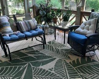 Mesh Glider, Resin Wicker Swivel Rocker, Outdoor Rug