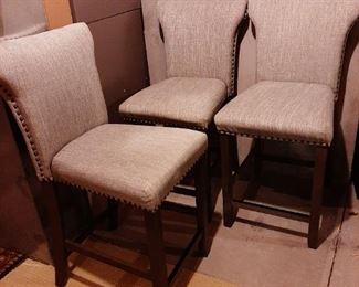 3 Gray Fabric Bar Stools (about 1 year old)