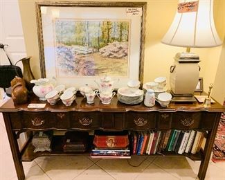 Beautiful Watercolor, Porcelains and Lamp