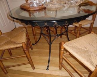 Beautiful round dining table and wooden chairs