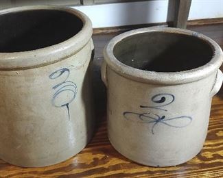 2 3 Salt Glaze Crocks