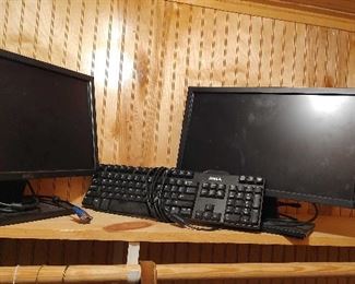 2 Dell Monitors Keyboard