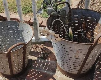 2 Slatted Metal Buckets Plus