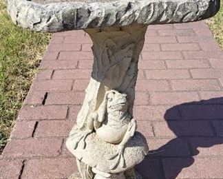 Cement Frog Birdbath