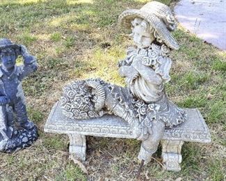 Cement Girl On Bench More