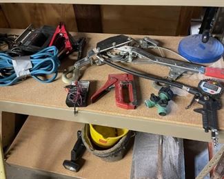 Hand tools, come along, stapler, jumper cables