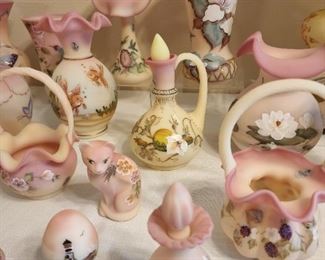 Fenton Burmese Uranium Glass, Many Signed and Numbered Limited Editions.