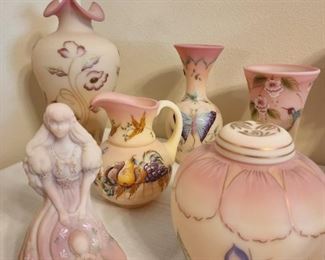 Fenton Burmese Uranium Glass, Many Signed and Numbered Limited Editions.