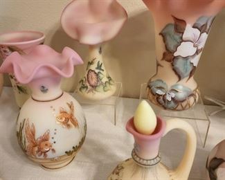 Fenton Burmese Uranium Glass, Many Signed and Numbered Limited Editions.