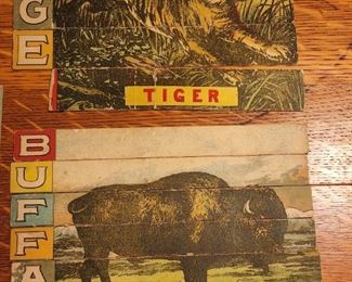Beautiful Old Paper Tiger & Buffalo Puzzle