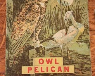 Beautiful Old Paper Owl & Pelican Puzzle