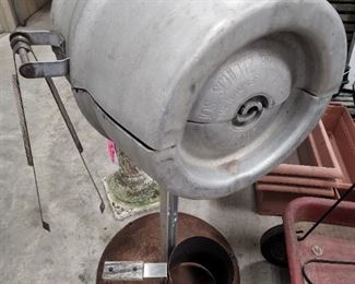 Schlitz beer keg grill