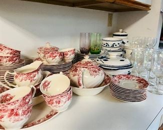 Red and white transfer ware !