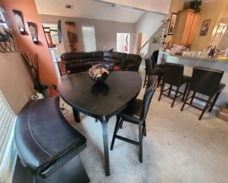 modern eat-in dining room table-Triangle-bench seat with 2 swivel seats-black