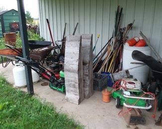 Lots of push mowers. Some work some need attention.