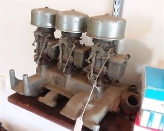 Vintage Offenhauser Tri Power For Ford Y Block. Hot Rod Setup !