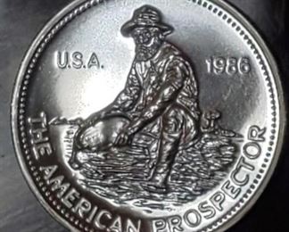 1986 American Prospector silver coin. Englehard