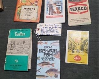 Ephemera, old Texas maps.  Texaco Exxon Pearl Beer Hemisfair map 1960s