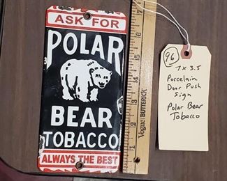 Polar Bear Tobacco porcelain door push