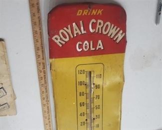 Royal Crown Cola RC thermometer, works but has some dents. 